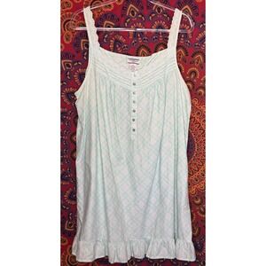 Croft & Barrow Intimates Women XL Nightgown Plaid Cottagecore White Lightweight